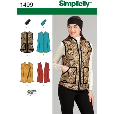 Patron de couture de gilet Simplicity - Sur-positions, Poches, Fermeture éclair - Publicité Patron de couture de gilet Simplicity - Sur-positions, Poches, Fermeture éclair - Publicité
