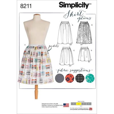 Patron Simplicity S8211.R5 - Jupe Dirndl - Publicité Patron Simplicity S8211.R5 - Jupe Dirndl - Publicité