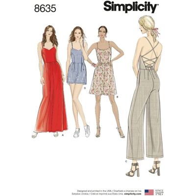 Simplicity 8635 Damesjurk, Jumpsuit en Romper Patroon - Naaipatronen Simplicity 8635 Damesjurk, Jumpsuit en Romper Patroon - Naaipatronen