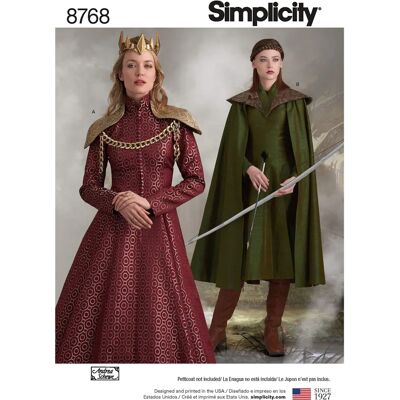 Modèle de Couture Simplicity Manteau Fantaisie Femmes - Cape Longue Cosplay Modèle de Couture Simplicity Manteau Fantaisie Femmes - Cape Longue Cosplay