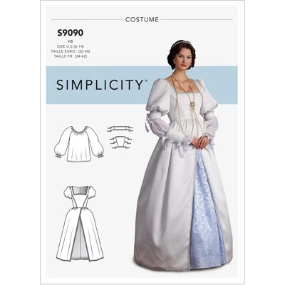 Simplicity S9090 Renaissance Kostuum Naadpatroon - Naadpatroon Simplicity S9090 Renaissance Kostuum Naadpatroon - Naadpatroon