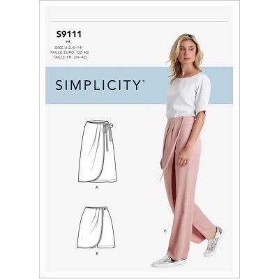 Simplicity S9111 Faux Wrap Pants, Skirt & Shorts Pattern - Sewing Pattern Simplicity S9111 Faux Wrap Pants, Skirt & Shorts Pattern - Sewing Pattern
