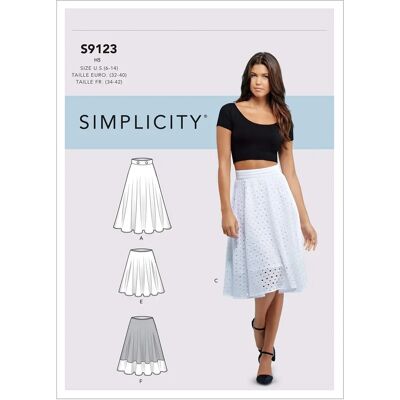 Simplicity Modèle 9123R5 Jupe cercle 3/4 pour femmes - Patron de couture Simplicity Modèle 9123R5 Jupe cercle 3/4 pour femmes - Patron de couture