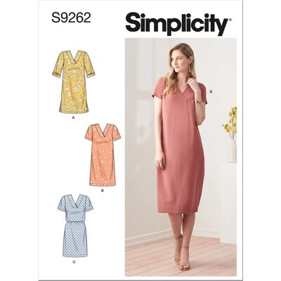 Patron de couture Simplicity S9262 Robe droite à décolleté en V - Mode femme - Publicité Patron de couture Simplicity S9262 Robe droite à décolleté en V - Mode femme - Publicité