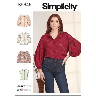 Modèle de couture Simplicity 9646 Femme - Variations de col et manches - Couture Modèle de couture Simplicity 9646 Femme - Variations de col et manches - Couture