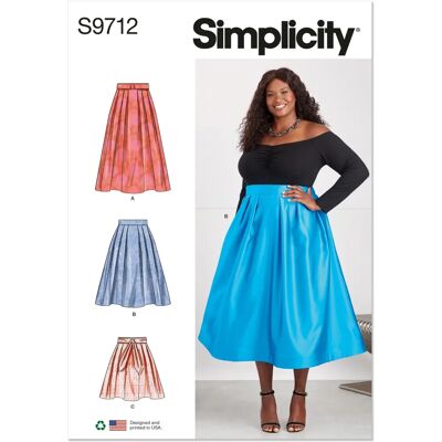 Patron de jupe Simplicity S9712 W3 - Femmes, Plusieurs Longueurs Patron de jupe Simplicity S9712 W3 - Femmes, Plusieurs Longueurs