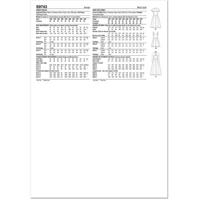 Patron de couture Simplicity 9743 Robe W3 - Patron Patron de couture Simplicity 9743 Robe W3 - Patron