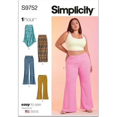 Patron Simplicity 9752 Jupes Pantalons - Patron de jupes et pantalons - Publicité Patron Simplicity 9752 Jupes Pantalons - Patron de jupes et pantalons - Publicité