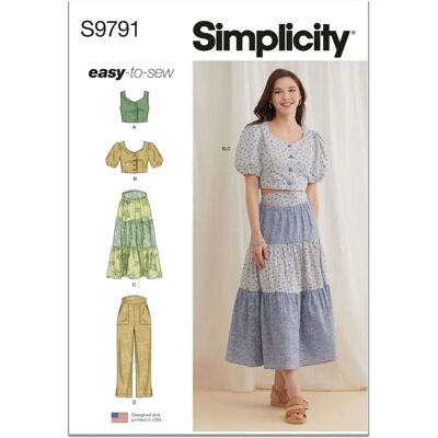 Patron de couture Simplicity S9791 pour haut, jupe, pantalon - Patron de vêtement Patron de couture Simplicity S9791 pour haut, jupe, pantalon - Patron de vêtement