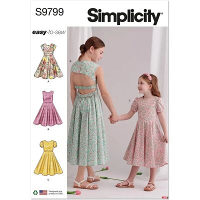 Patron de couture Simplicity S9799 - Robes de fête pour enfants - Publicité Patron de couture Simplicity S9799 - Robes de fête pour enfants - Publicité