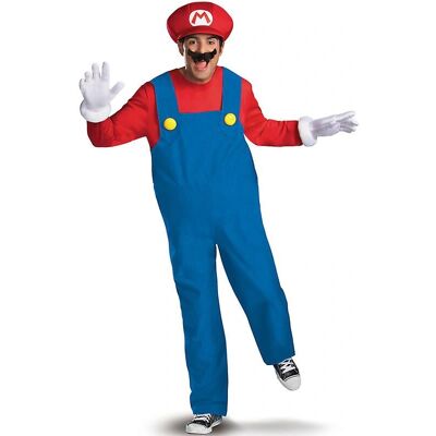 Super Mario Deluxe Erwachsenenkostüm - Rot Blau Gelb L/XL Super Mario Deluxe Erwachsenenkostüm - Rot Blau Gelb L/XL