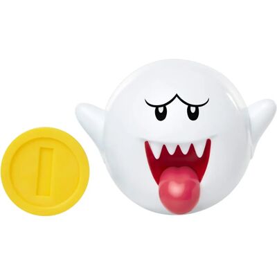 Super Mario Bros Boo Action Figure - 10cm Collectible Toy with Coin Accessory Super Mario Bros Boo Action Figure - 10cm Collectible Toy with Coin Accessory
