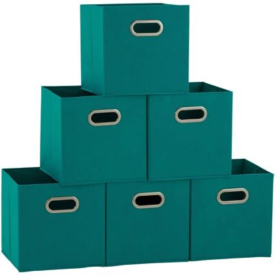 Household Essentials 83-1 Set de 6 Cubes de Rangement en Tissu Pliables Aqua - Cestas de Rangement Household Essentials 83-1 Set de 6 Cubes de Rangement en Tissu Pliables Aqua - Cestas de Rangement