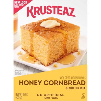 Mélange de pain de maïs et muffins au miel Krusteaz - Pain de maïs, Muffins, Goût miel - Publicité Mélange de pain de maïs et muffins au miel Krusteaz - Pain de maïs, Muffins, Goût miel - Publicité