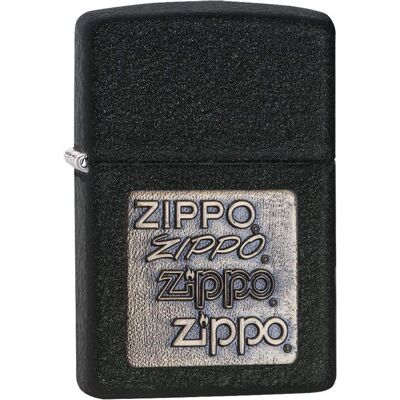 Briquet Zippo en laiton avec emblème - Noir, 5,5x3,6x1,4 cm Briquet Zippo en laiton avec emblème - Noir, 5,5x3,6x1,4 cm