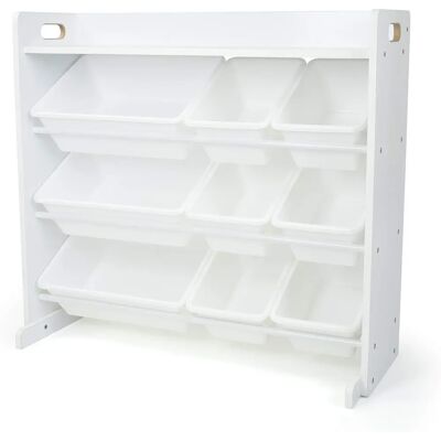 Humble Crew Toy Storage Shelf - 9 Bins & Top Shelf - White Humble Crew Toy Storage Shelf - 9 Bins & Top Shelf - White