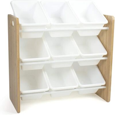 Étagère à jouets Humble Crew avec 9 boîtes de rangement - Nature/blanc - Publicité Étagère à jouets Humble Crew avec 9 boîtes de rangement - Nature/blanc - Publicité