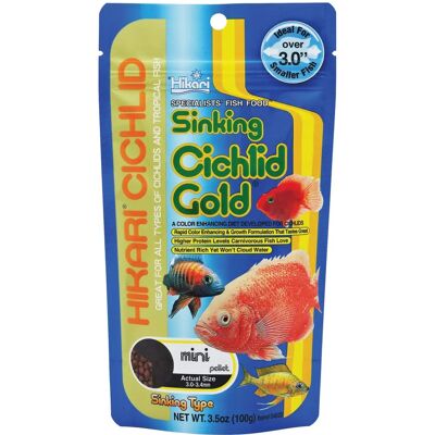 Hikari Cichlid Gold Aquarium Fish Food - Sinking Mini Pellets - 100g Hikari Cichlid Gold Aquarium Fish Food - Sinking Mini Pellets - 100g