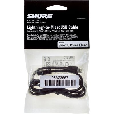 Shure AMV-LTG Lightning-kabel - 1m Svart - Lightning till MicroUSB Shure AMV-LTG Lightning-kabel - 1m Svart - Lightning till MicroUSB