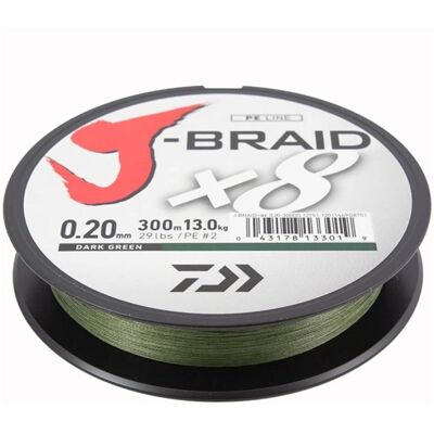 Daiwa Mørk Grønn 300m J-Braid X8 58lb Fiske line Daiwa Mørk Grønn 300m J-Braid X8 58lb Fiske line