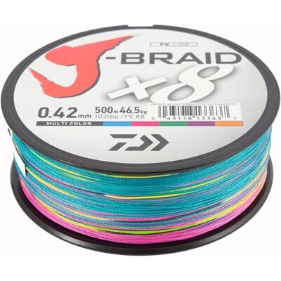 Daiwa J-Braid X8 500m Multicolor - Fletteline Daiwa J-Braid X8 500m Multicolor - Fletteline