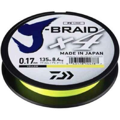 Daiwa J-braid 4 Jaune 135m - Ligne de Pêche - Publicité Daiwa J-braid 4 Jaune 135m - Ligne de Pêche - Publicité