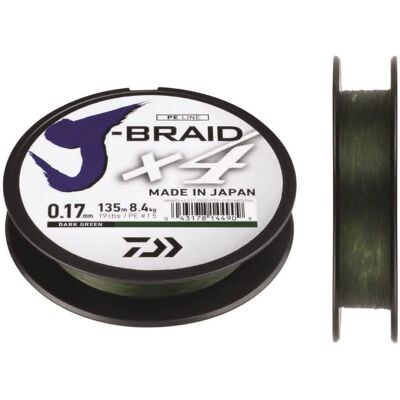 Daiwa J-Braid X4 - 135m Vert Foncé - Ligne de Pêche - Publicité Daiwa J-Braid X4 - 135m Vert Foncé - Ligne de Pêche - Publicité