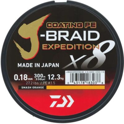 Daiwa J-Braid Expedition X8 - Geflochtene Schnur in Orange Daiwa J-Braid Expedition X8 - Geflochtene Schnur in Orange
