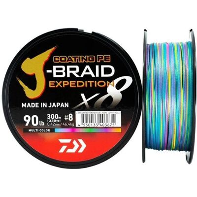 Daiwa J Braid Expedition X8E 0,22mm 300m multi-color - fil de pêche tressé - Publicité Daiwa J Braid Expedition X8E 0,22mm 300m multi-color - fil de pêche tressé - Publicité
