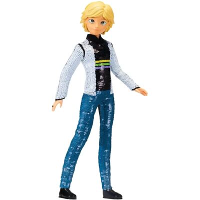 Poupée Miraculous Adrien et Chat Noir à sequins réversibles - Publicité Poupée Miraculous Adrien et Chat Noir à sequins réversibles - Publicité