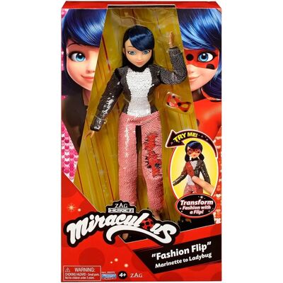 Bandai Miraculous Fashion Flip Marinette Puppe - Verwandlungs-Paillettendoll Bandai Miraculous Fashion Flip Marinette Puppe - Verwandlungs-Paillettendoll