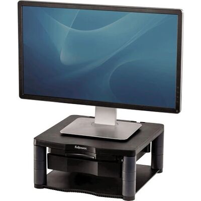 Fellowes Graphite Monitor Emelő - Állítható magasság, támogatja a 21 hüvelykes kijelzőt, fiókkal Fellowes Graphite Monitor Emelő - Állítható magasság, támogatja a 21 hüvelykes kijelzőt, fiókkal