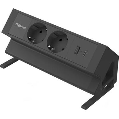 Regleta Fellowes - 2m cable, 2 tomas, USB-A, USB-C - Negra Regleta Fellowes - 2m cable, 2 tomas, USB-A, USB-C - Negra