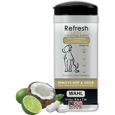 Wahl Dog Wipes Refresh Cleaning Wet Wipes - Dog Wipes - Coconut - 50 Wipes Wahl Dog Wipes Refresh Cleaning Wet Wipes - Dog Wipes - Coconut - 50 Wipes