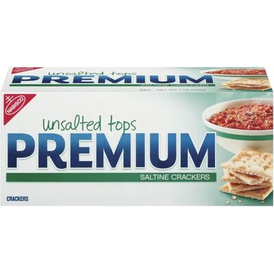 Premium Unsalted Tops Saltine Crackers - Crackers salés non salés - Publicité Premium Unsalted Tops Saltine Crackers - Crackers salés non salés - Publicité