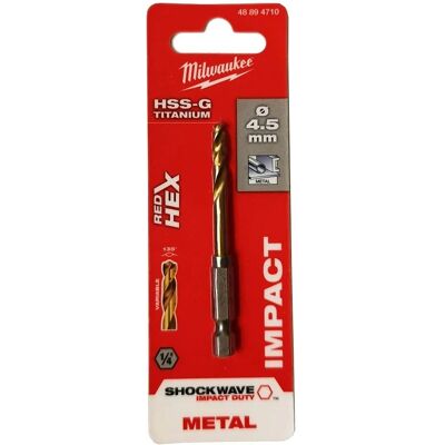 Milwaukee Röd Hex Metallborr 4,5mm - Borrtyp Milwaukee Röd Hex Metallborr 4,5mm - Borrtyp