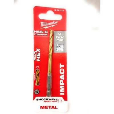 Milwaukee Titan Röd Hex Metallborr 5mm Milwaukee Titan Röd Hex Metallborr 5mm