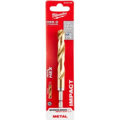Milwaukee Titan Nitride Röd Hex Metallborr 12,5mm - Tunga jobb Milwaukee Titan Nitride Röd Hex Metallborr 12,5mm - Tunga jobb