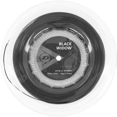 Sznurek tenisowy Dunlop Black Widow - 16g, Profil sześciokątny, Moc, 200m Sznurek tenisowy Dunlop Black Widow - 16g, Profil sześciokątny, Moc, 200m
