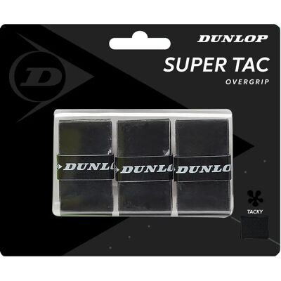 Surgrip Dunlop Super Tac - Poignée de Raquette de Tennis - Lot de 3 - Noir Surgrip Dunlop Super Tac - Poignée de Raquette de Tennis - Lot de 3 - Noir