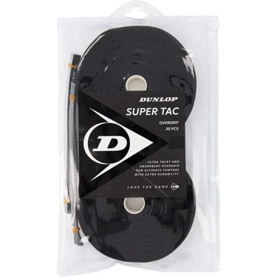 Dunlop Marken Super Tac Tennis Overgrip - 30 Rollen - Schwarz Dunlop Marken Super Tac Tennis Overgrip - 30 Rollen - Schwarz