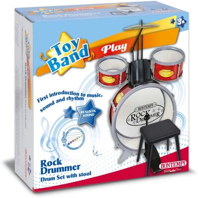 Bontempi Schlagzeug-Set mit Hocker - Kindermusikinstrument - Realistische Klänge Bontempi Schlagzeug-Set mit Hocker - Kindermusikinstrument - Realistische Klänge