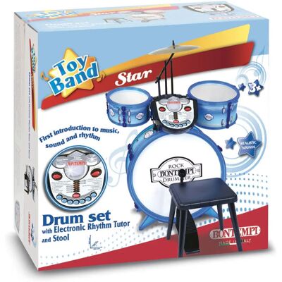 Bontempi Elektronisches Drum-Set für Kinder - Blau - Rhythmen & Lieder Bontempi Elektronisches Drum-Set für Kinder - Blau - Rhythmen & Lieder