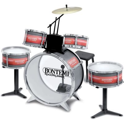 Bontempi Batteria Metallizzata con Sgabello - Strumento musicale Bontempi Batteria Metallizzata con Sgabello - Strumento musicale