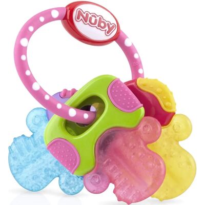Nuby Pink PureIce Gel Beißring mit Schlüsseln - Baby Zahnungsspielzeug Nuby Pink PureIce Gel Beißring mit Schlüsseln - Baby Zahnungsspielzeug