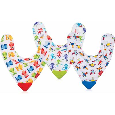 Bavoir avec Anneau de Dentition Nuby - Design réversible en coton 6 motifs Bavoir avec Anneau de Dentition Nuby - Design réversible en coton 6 motifs