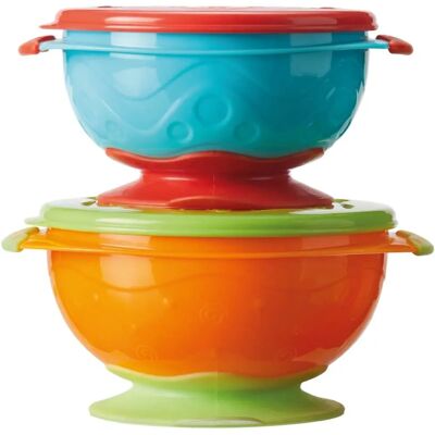 Nuby Stackable Suction Bowls - Bright Colors Nuby Stackable Suction Bowls - Bright Colors