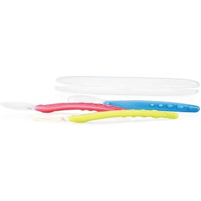Nuby Utensili per Bebè Cucchiaio in Silicone con Custodia Nuby Utensili per Bebè Cucchiaio in Silicone con Custodia