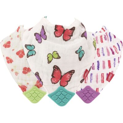 Nuby - Reversible 100% Natural Cotton Muslin - Pink/Aqua/Purple - 3pc - Teething Bib Nuby - Reversible 100% Natural Cotton Muslin - Pink/Aqua/Purple - 3pc - Teething Bib