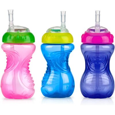 Nuby Tasses FlexStraw anti-fuites - Pour bébés 12+ mois - Pack de 3 Nuby Tasses FlexStraw anti-fuites - Pour bébés 12+ mois - Pack de 3